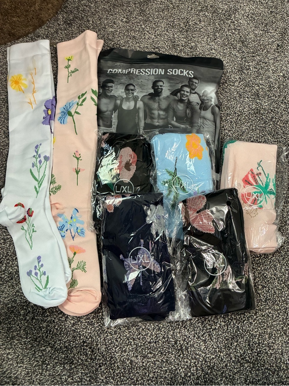Floral Pattern Compression Socks - Assorted Colors
